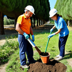 **

"A group of fully clothed volunteers, appropriate attire, planting trees in a revitalized park in Tuscany, Italy, safe for work, family-friendly, professional volunteers, perfect anatomy, natural proportions, bright sunny day, high-quality environmental project."

**