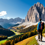 A Scenic Hike**

*   **Prompt:** A breathtaking view of the Dolomites in autumn, Italy. A hiker, fully equipped with a backpack and wearing appropriate hiking gear, pauses to admire the vista. Lush forests, crisp mountain air, safe for work, appropriate content, fully clothed, professional, natural lighting, perfect anatomy, correct proportions, family-friendly.

**